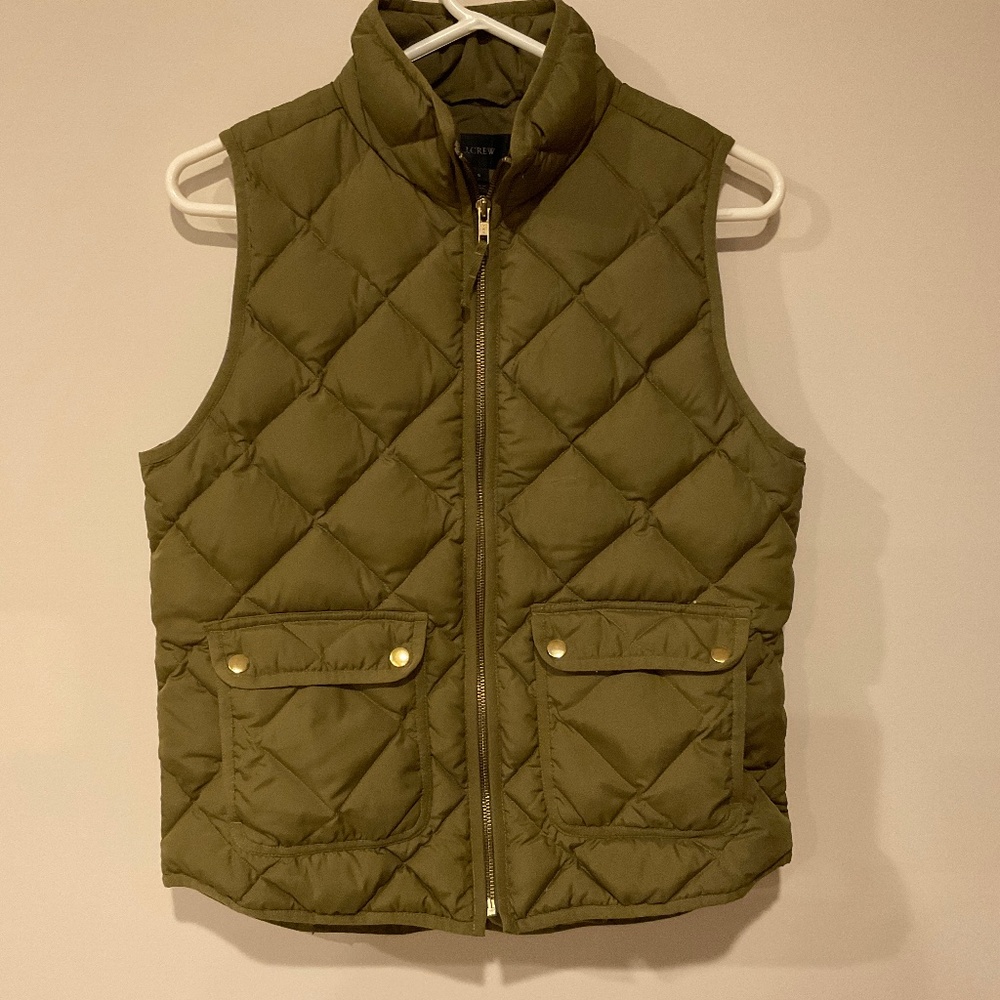 J.Crew - Excursion Quilted Down Vest Irish Moss/Green Size S
